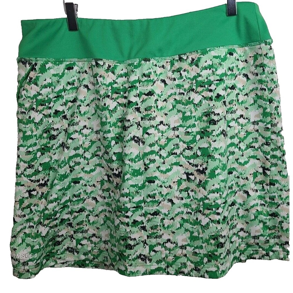 Chase 54 Athletic Skort Womens 12 Green Animal Print Pull On Golf Granola Girl